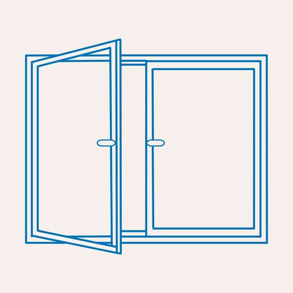 Illustration minimaliste d'une fenêtre à battant ouverte sur fond beige.