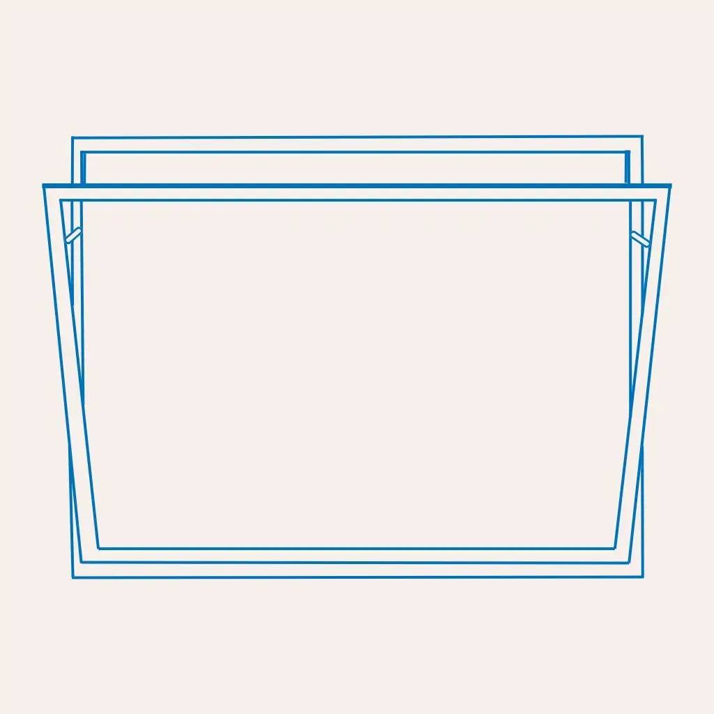 Une illustration minimaliste de trois dossiers superposés, dessinés avec des lignes bleu foncé sur un fond beige clair.